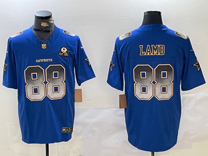 Men Dallas Cowboys 88 Lamb Blue Three generations 2024 Nike Vapor Limited NFL Jersey style 1